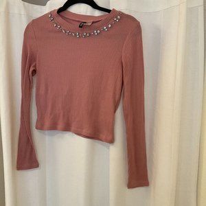 Divided Long Sleeve Pink Top Size M